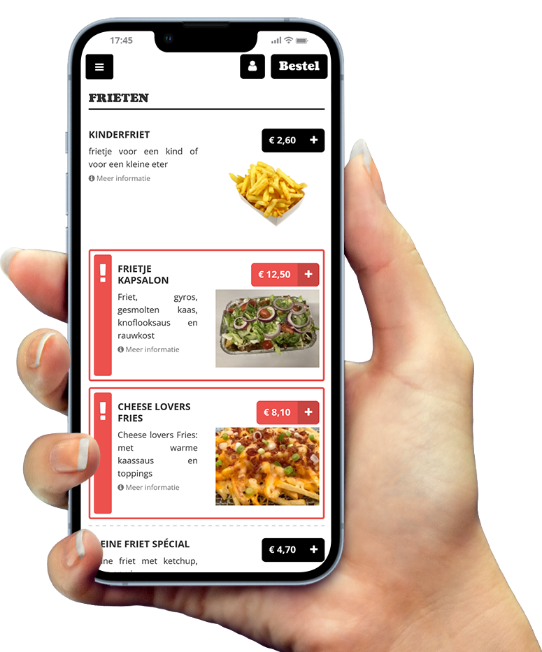 Voorbeeld van onze app op smartphone